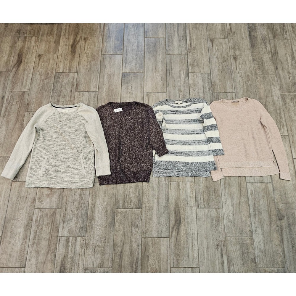 Lou & Grey LOFT The Limited Sweater Bundle Size S Lot of 4 Metallic Striped Cozy
